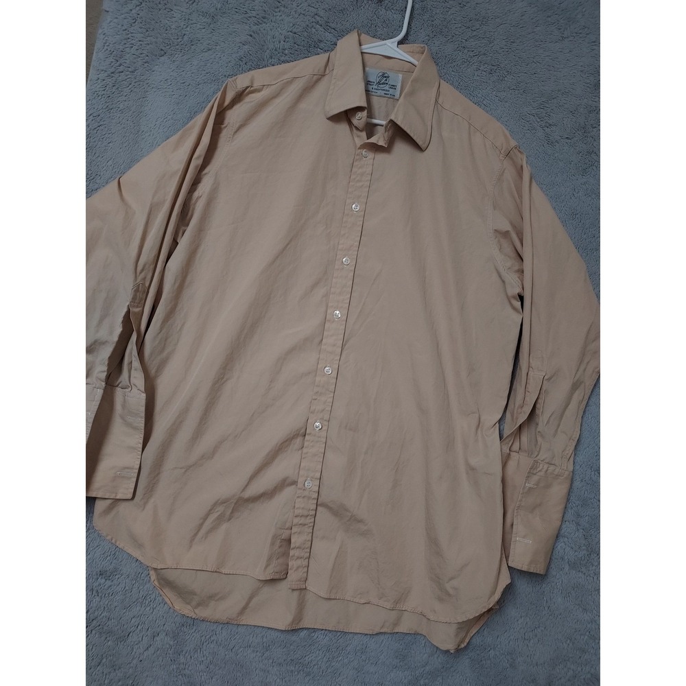 Harvie Hudson Shirt Mens Size 17 Lightweight Cotton French Cuff Dress Shirt